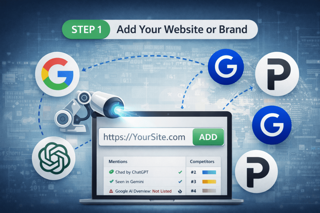Adding a website or brand into RankBamboo to begin AI visibility analysis
