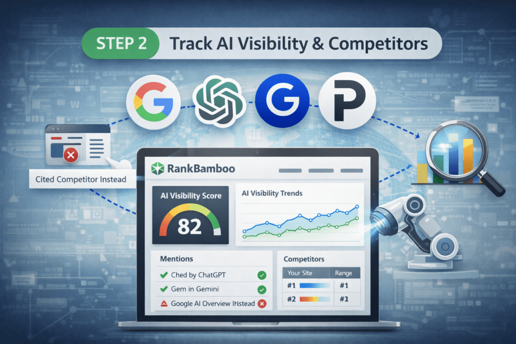 RankBamboo tracking AI visibility scores and competitor mentions across AI search engines